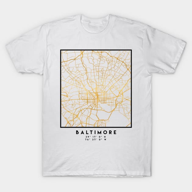 BALTIMORE MARYLAND CITY STREET MAP ART T-Shirt by deificusArt